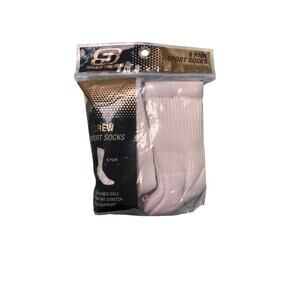 Skechers Kids 6-Pair Crew Sport Socks Shoe Size 9-3.5 Sock Size 7-8.5 White New